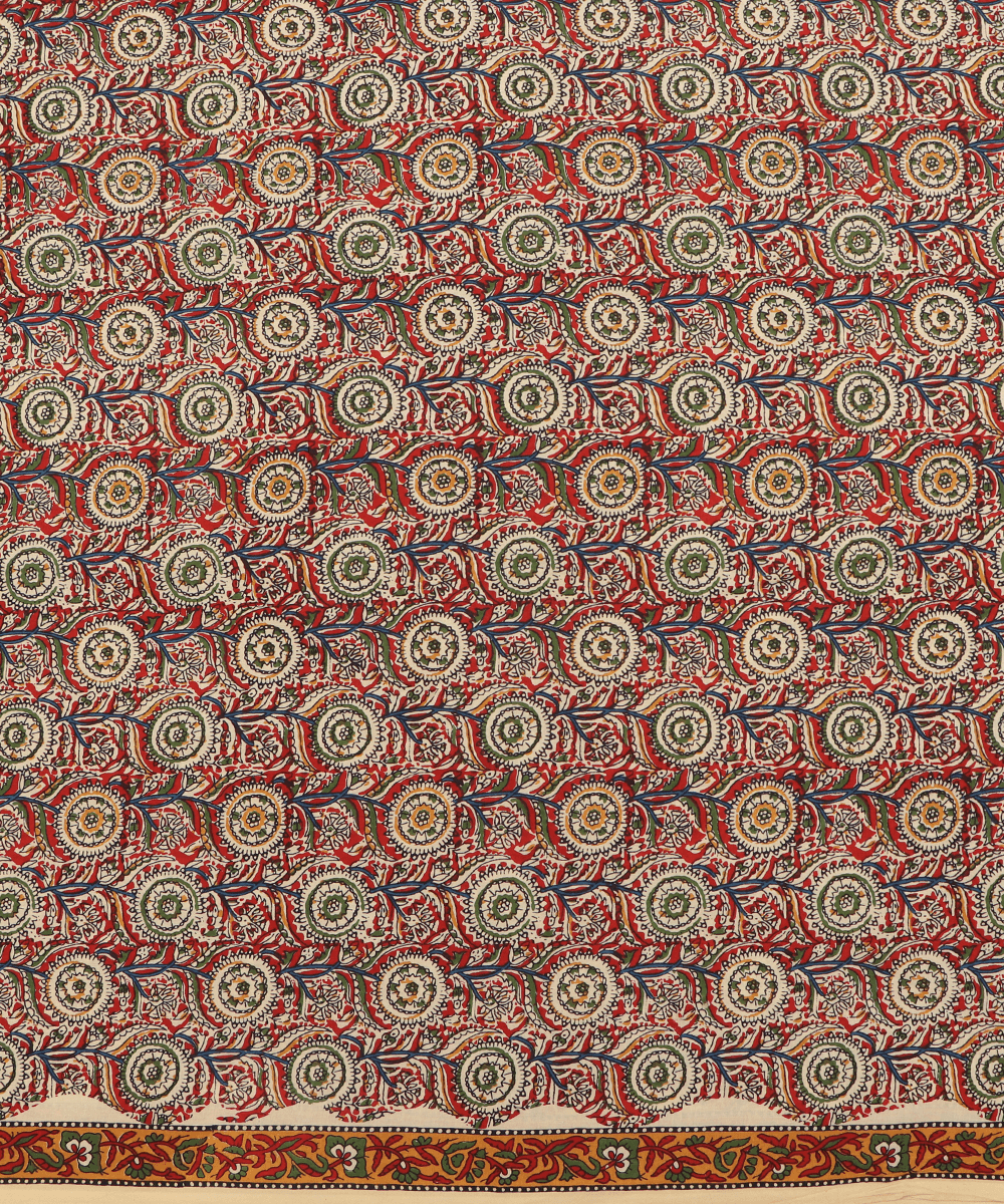 Red Colour Floral Print Cotton Fabric