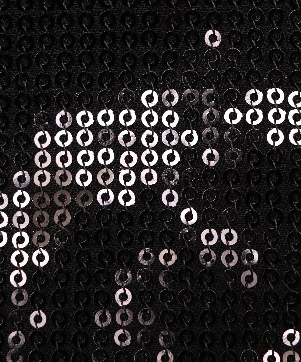 Black Colour Small Sequin Georgette Embroidery Fabric
