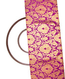 Purple Colour Floral Design Banarasi Brocade Silk Fabric