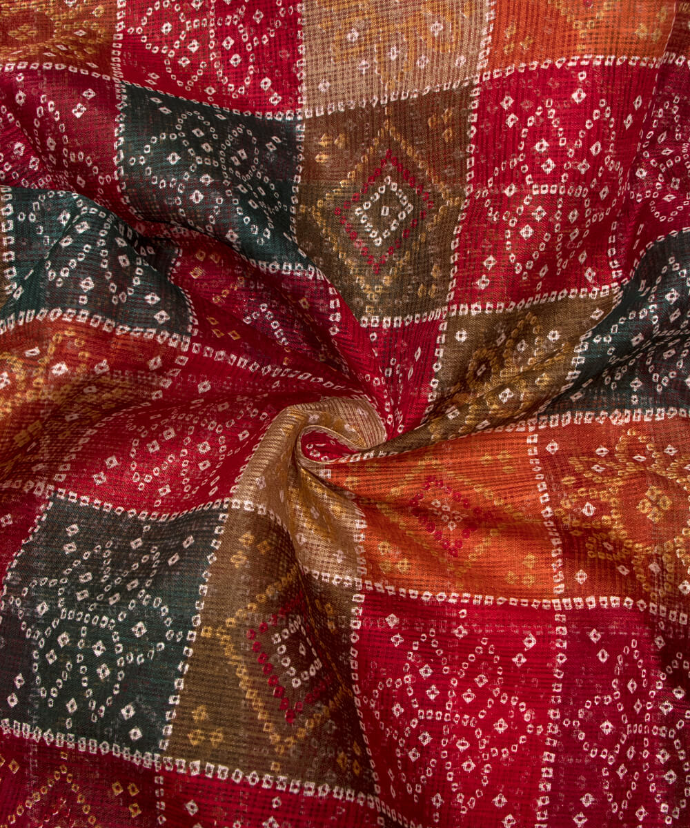 Multi Colour Check Print Kota Doria Fabric