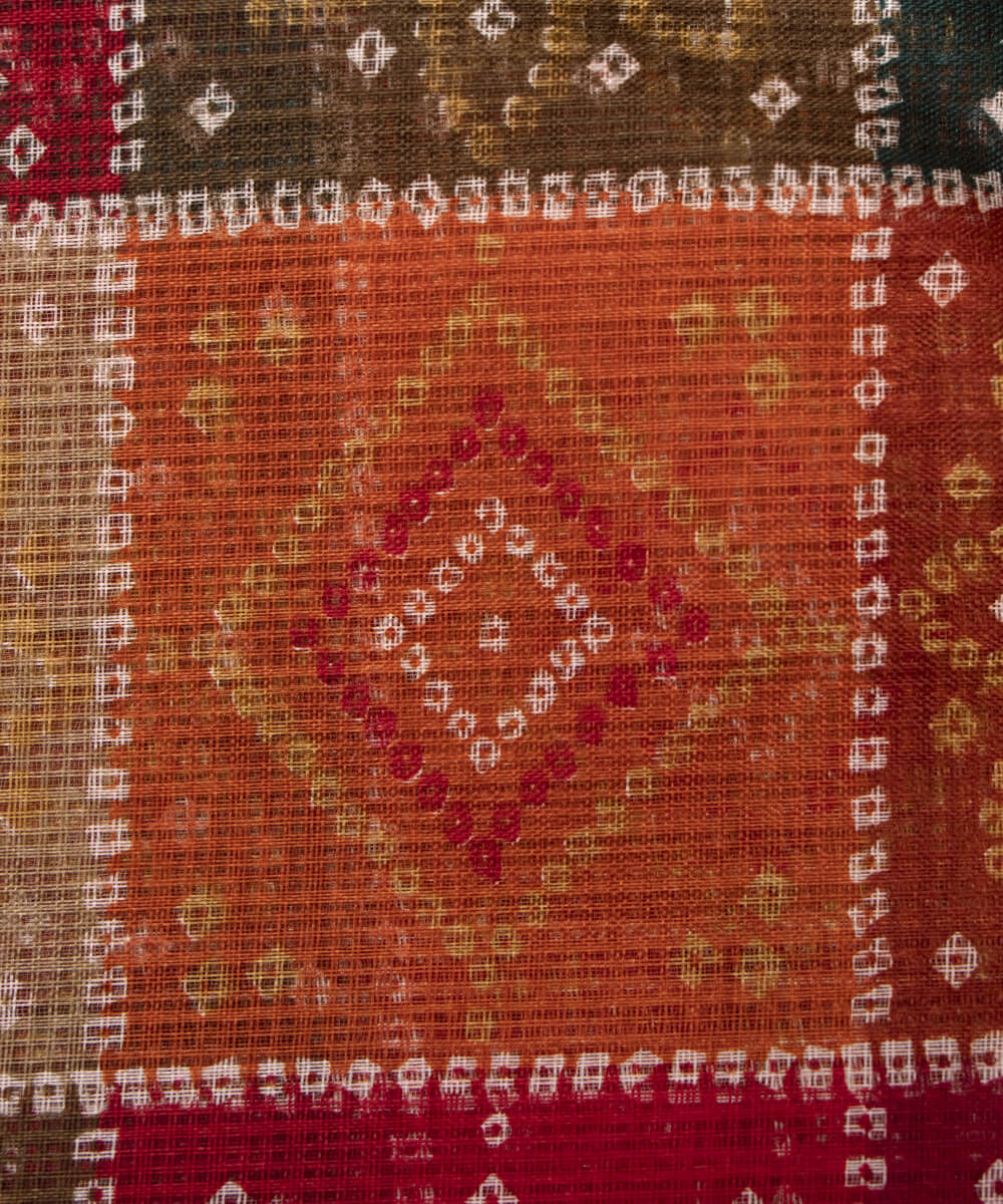 Multi Colour Check Print Kota Doria Fabric