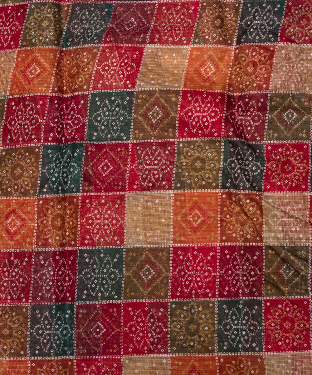 Multi Colour Check Print Kota Doria Fabric