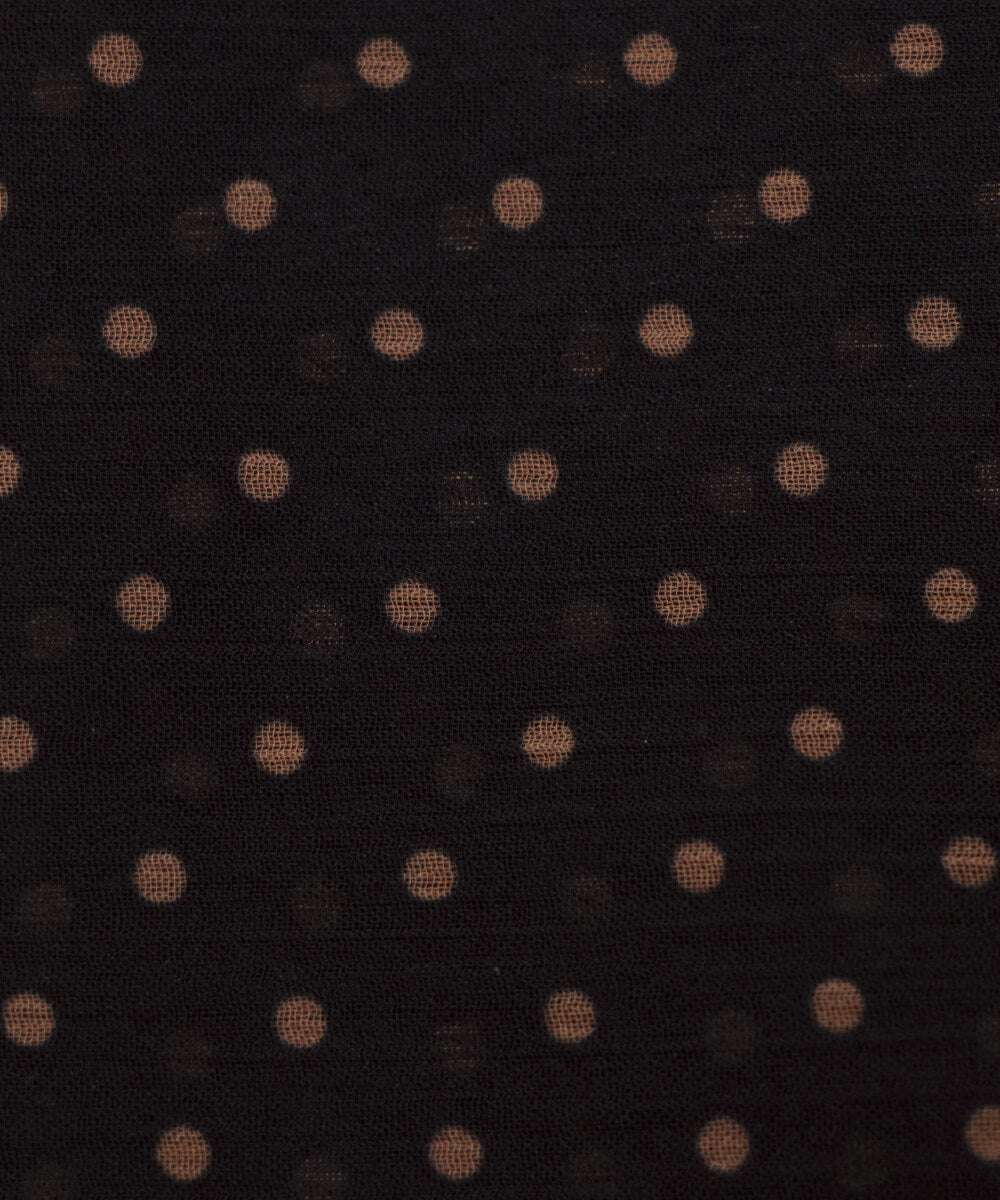 Black Colour Polka Print Chiffon Fabric