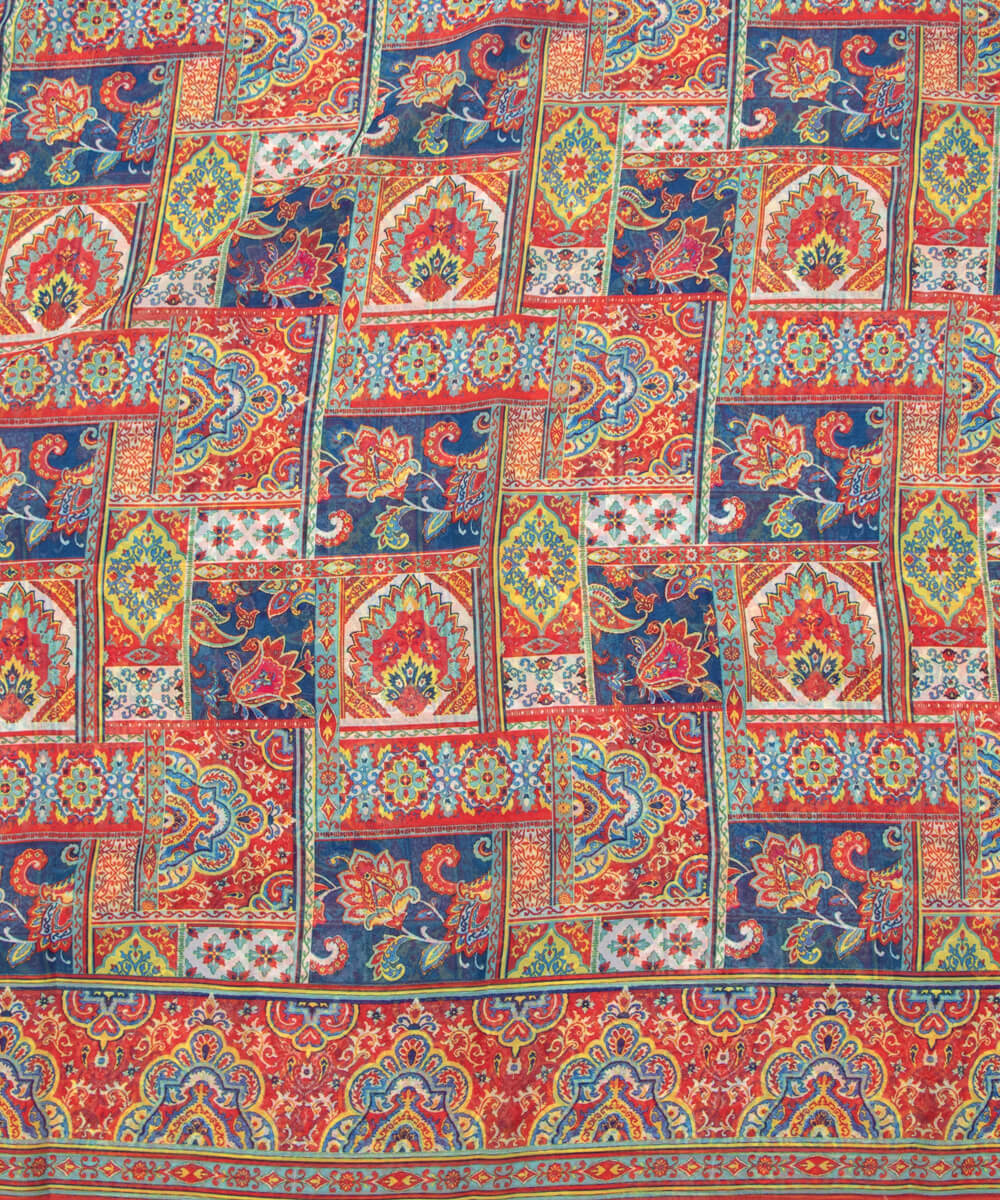 Multi Colour Abstract Print Georgette Fabric