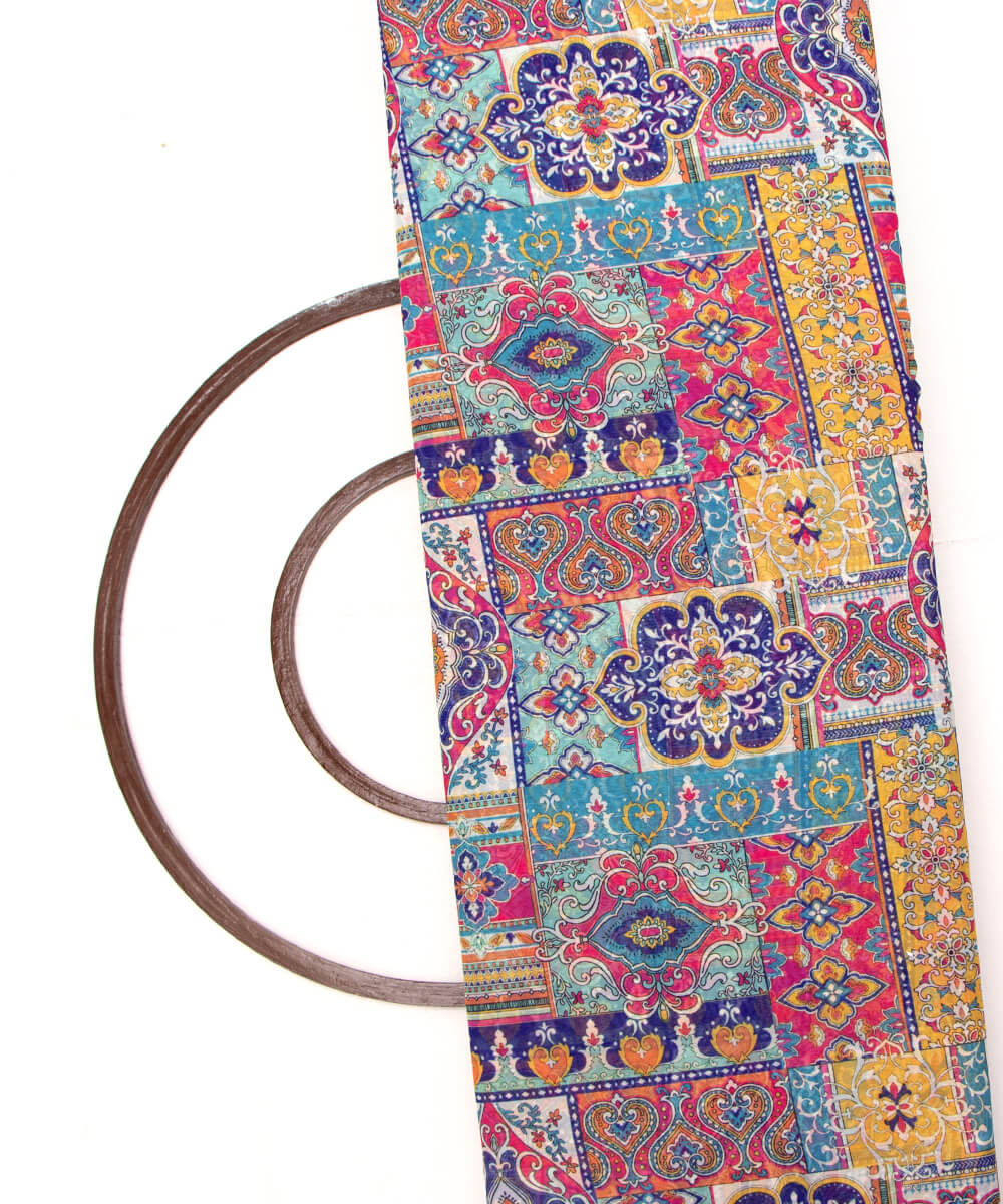 Multi Colour Abstract Print Georgette Fabric