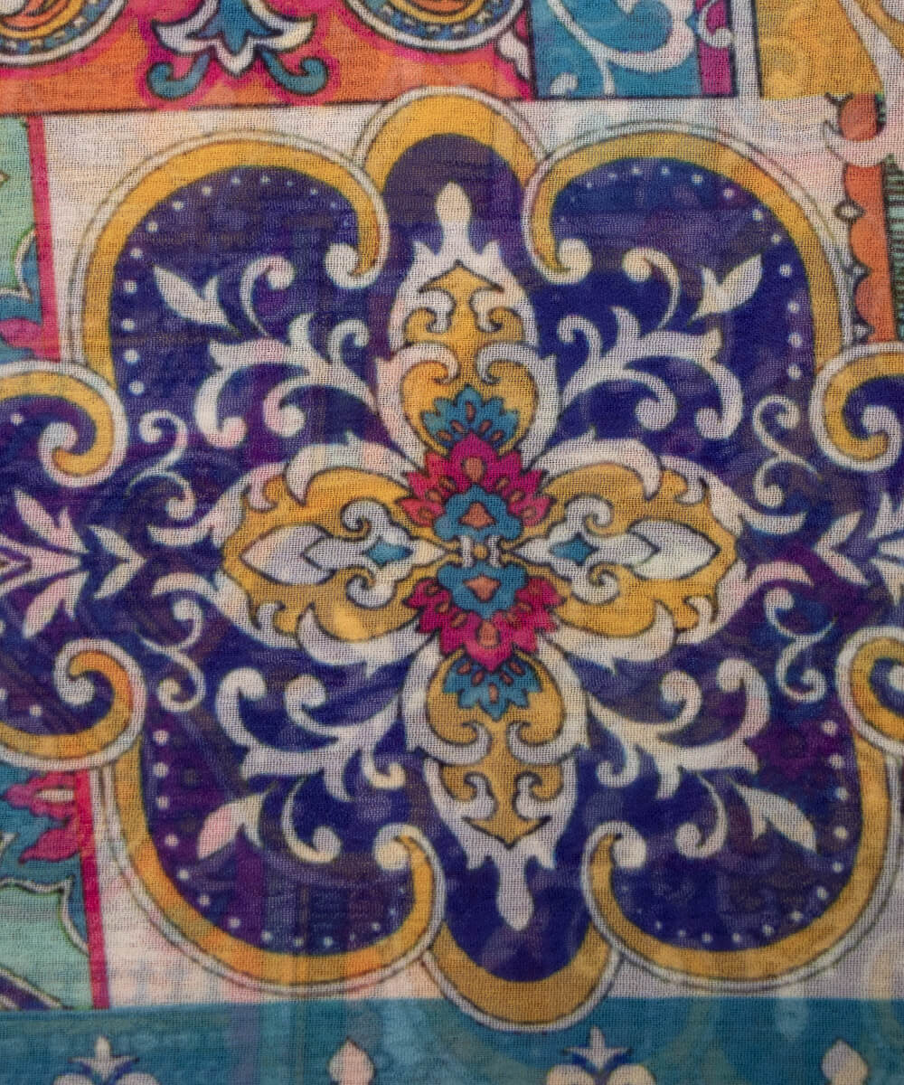 Multi Colour Abstract Print Georgette Fabric