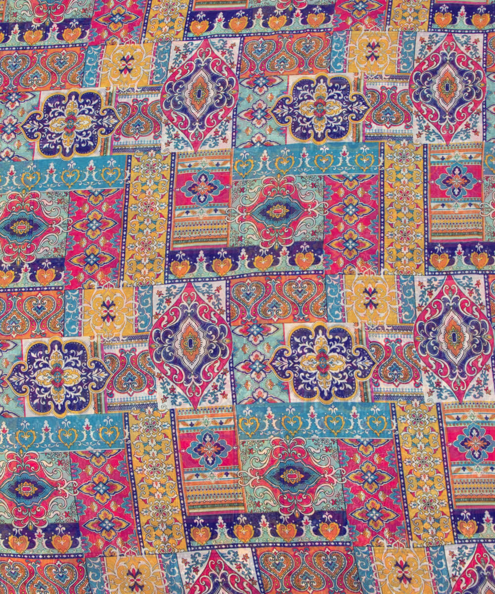Multi Colour Abstract Print Georgette Fabric
