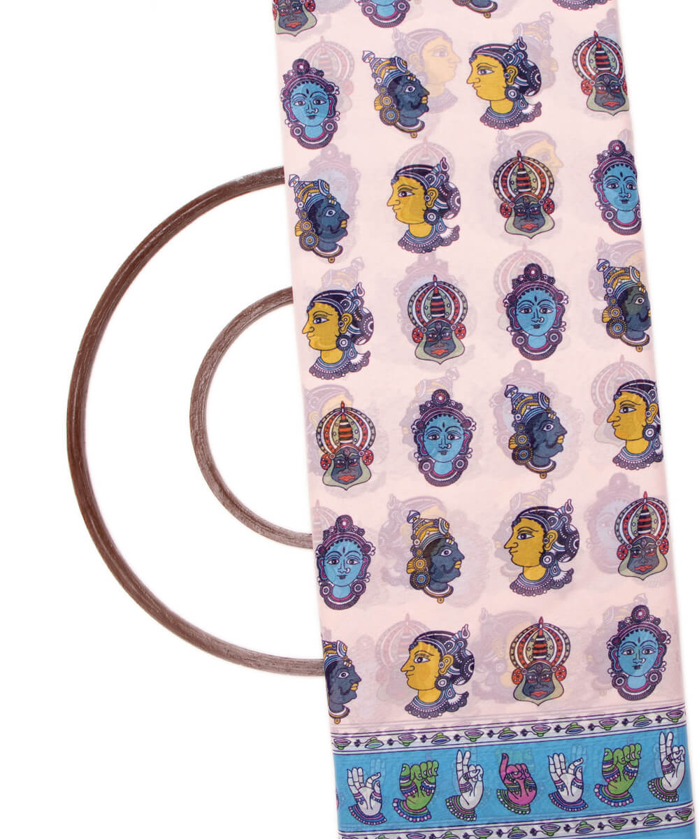 Pastel Pink Colour Object Print Georgette Fabric