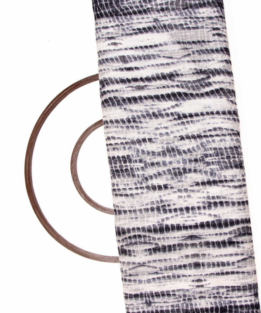 Black Colour  Shibori Tie Dye Print Kota Doria Fabric