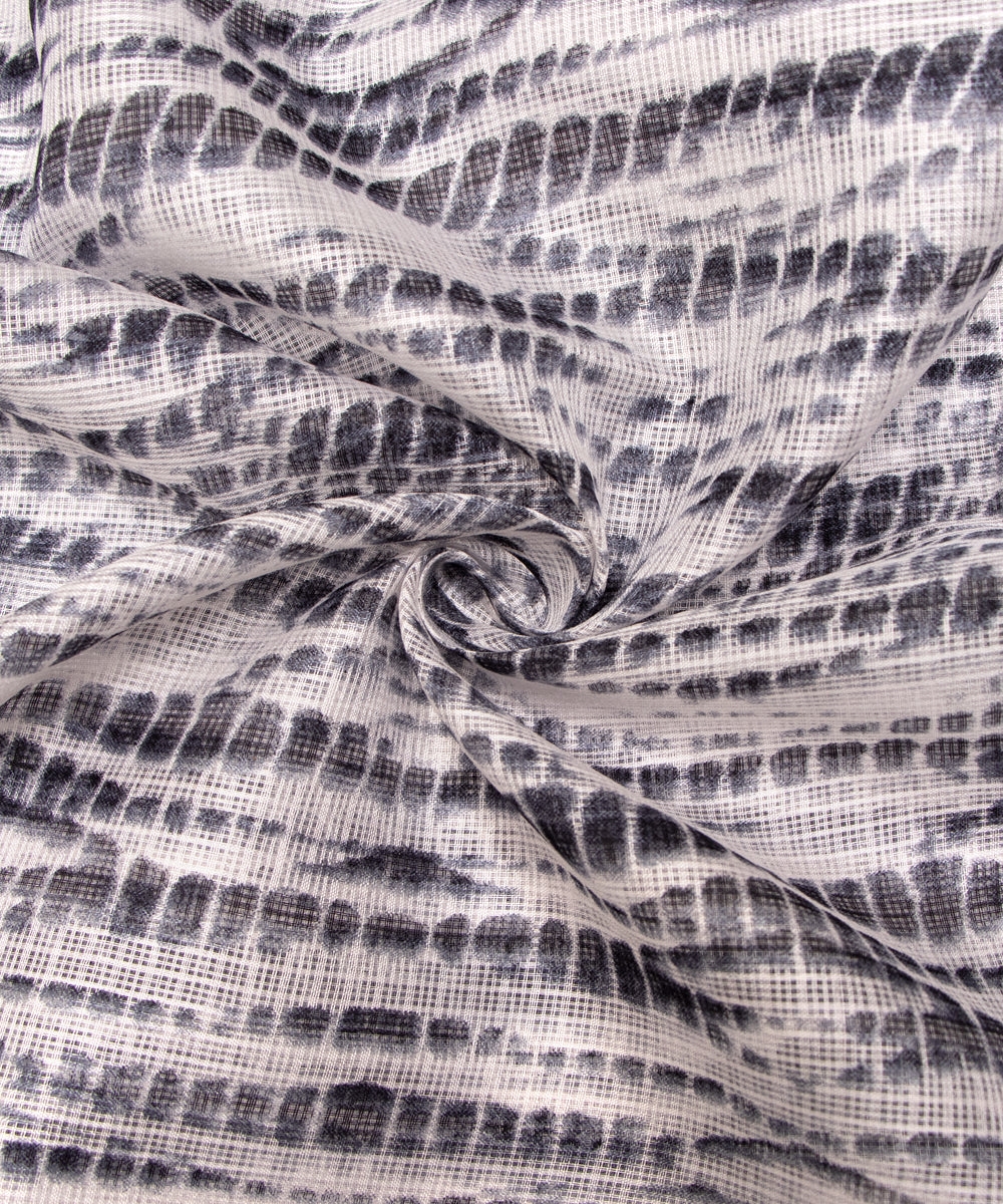 Black Colour  Shibori Tie Dye Print Kota Doria Fabric