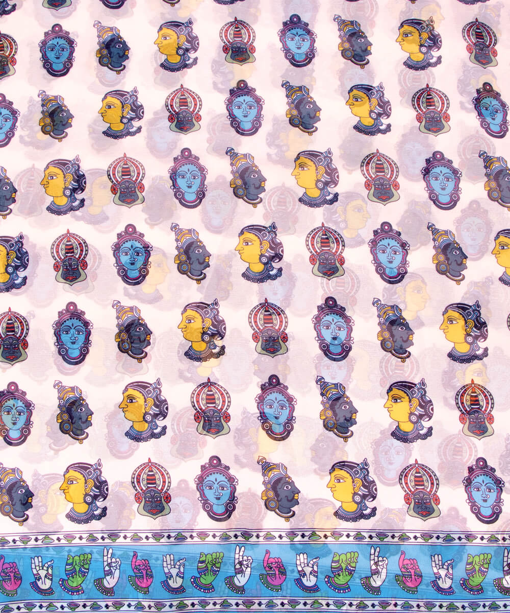 Pastel Pink Colour Object Print Georgette Fabric