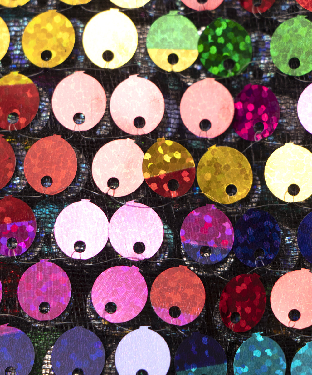 Multi Colour Sequin Net Embroidery Fabric
