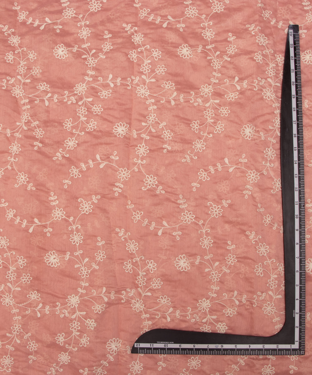 Dusty Pink Color Thread Embroidery Modal Chanderi Fabric
