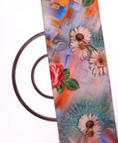 Multi Color Floral Design Satin Moss Fabric