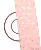 Light Peach Colour Sequin Embroidery Leaf Pattern Uppada Silk Fabric