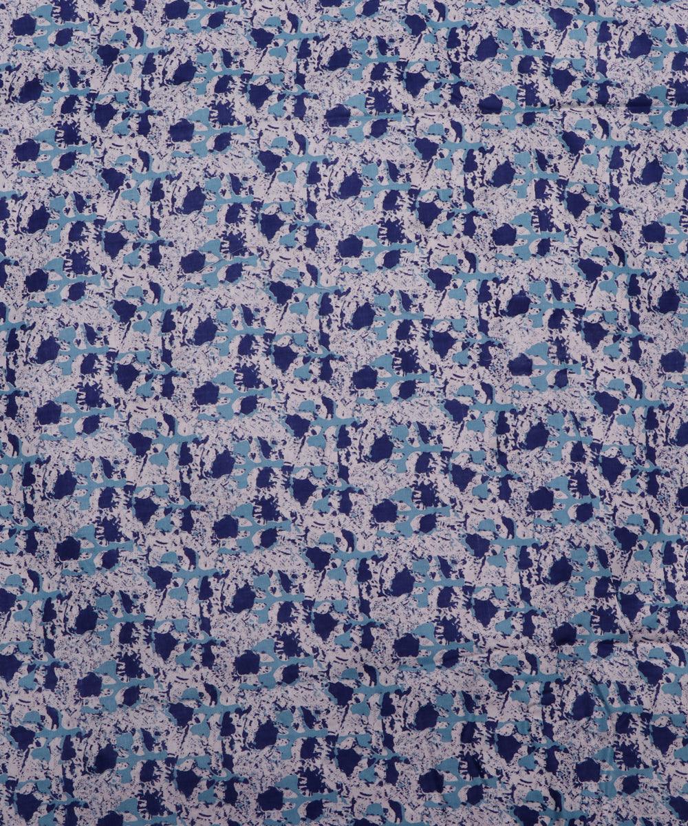 white and blue paint brush print rayon fabric