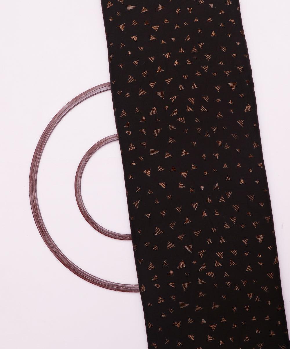black and golden geometric foil print rayon fabric