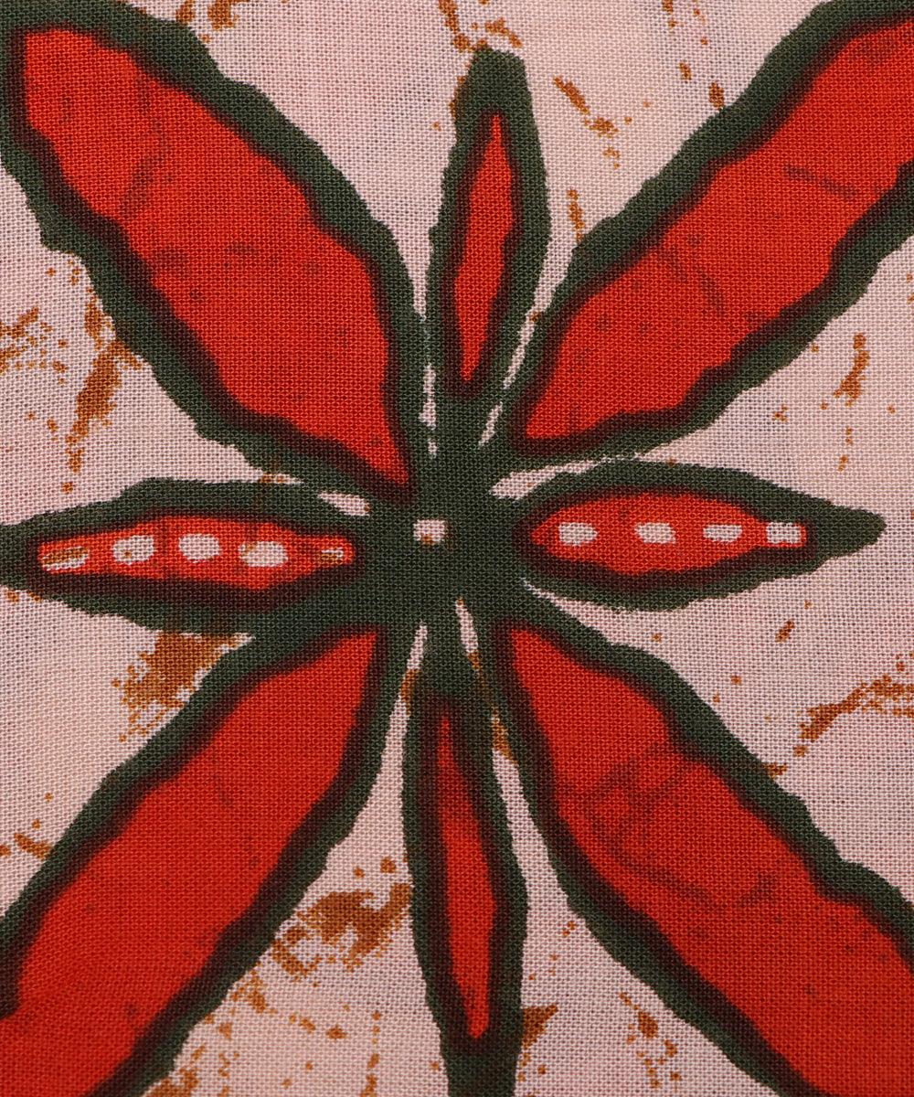 off white and green floral print rayon fabric