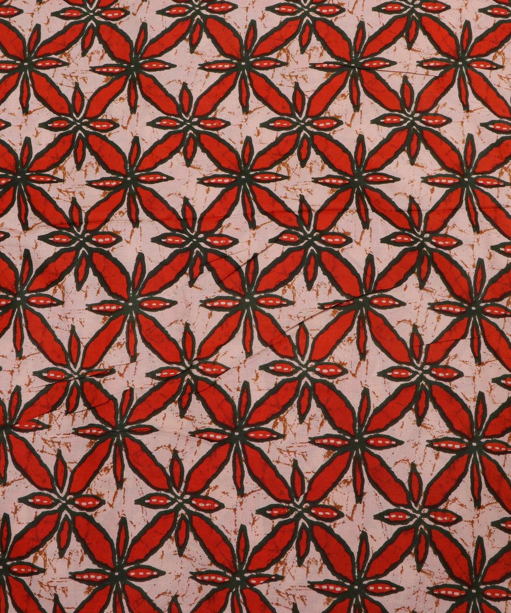 off white and green floral print rayon fabric