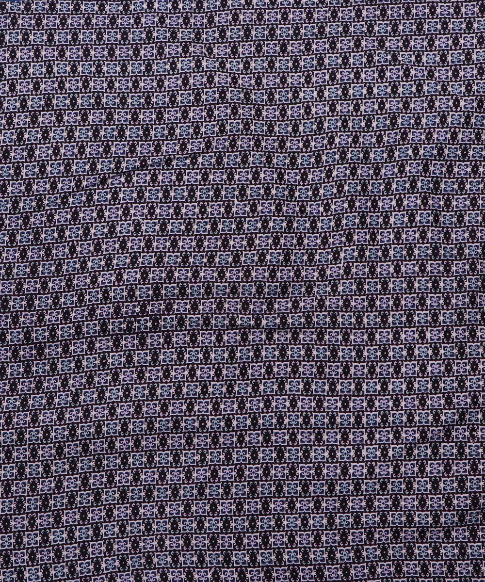 black and blue floral print rayon fabric