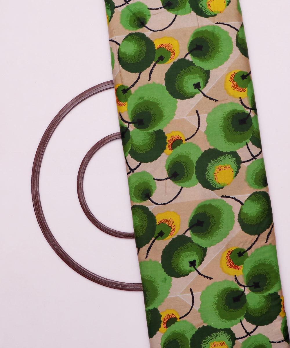 green tree print rayon fabric