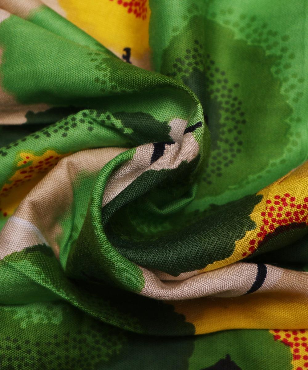 green tree print rayon fabric