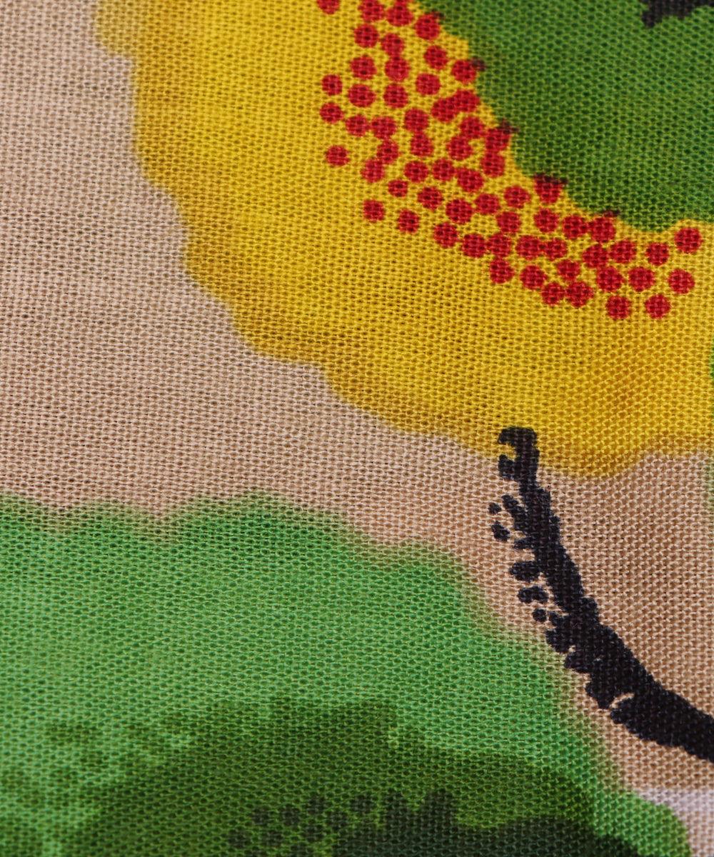 green tree print rayon fabric