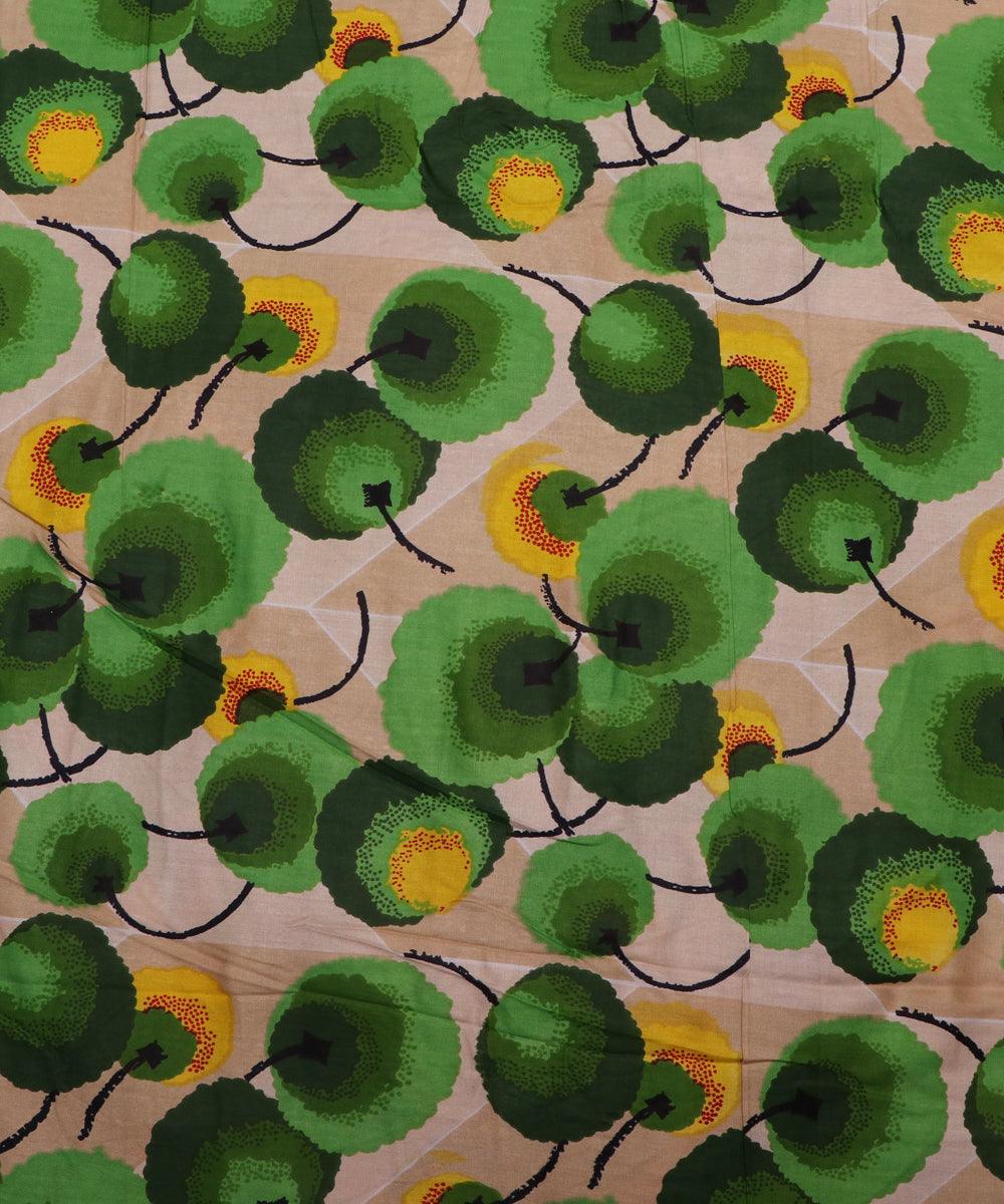 green tree print rayon fabric