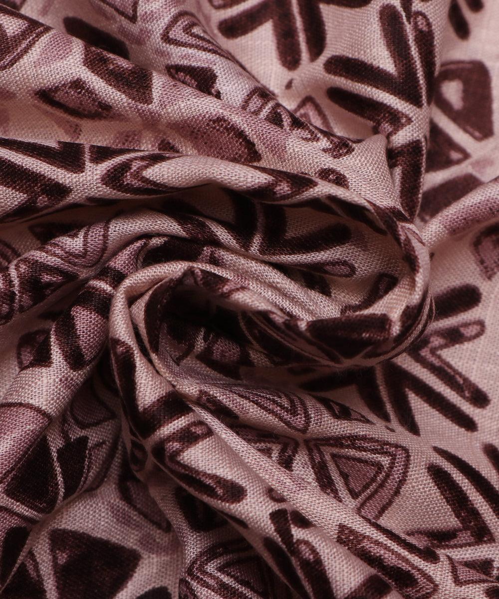 green and brown geometric print rayon fabric