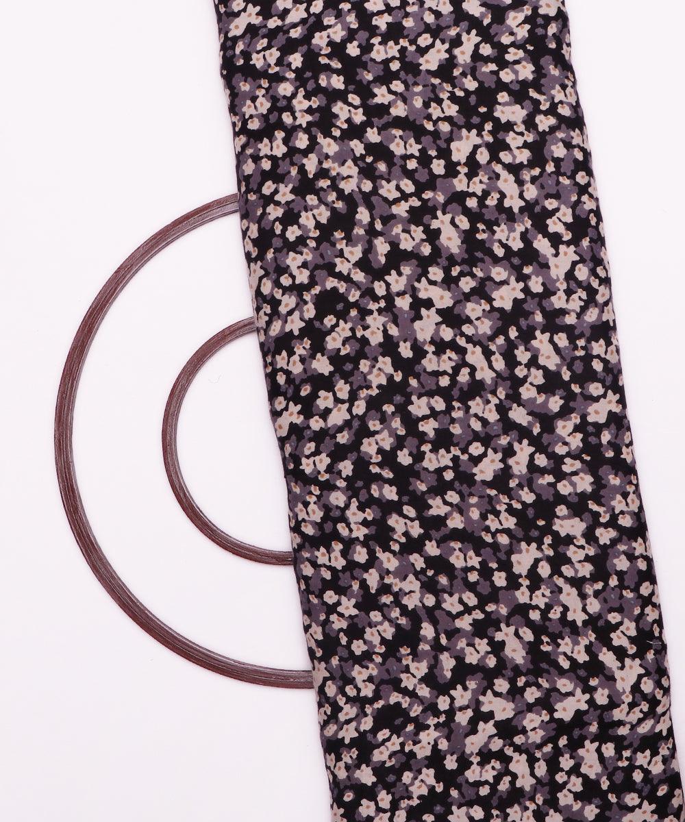 purple and black floral print rayon fabric