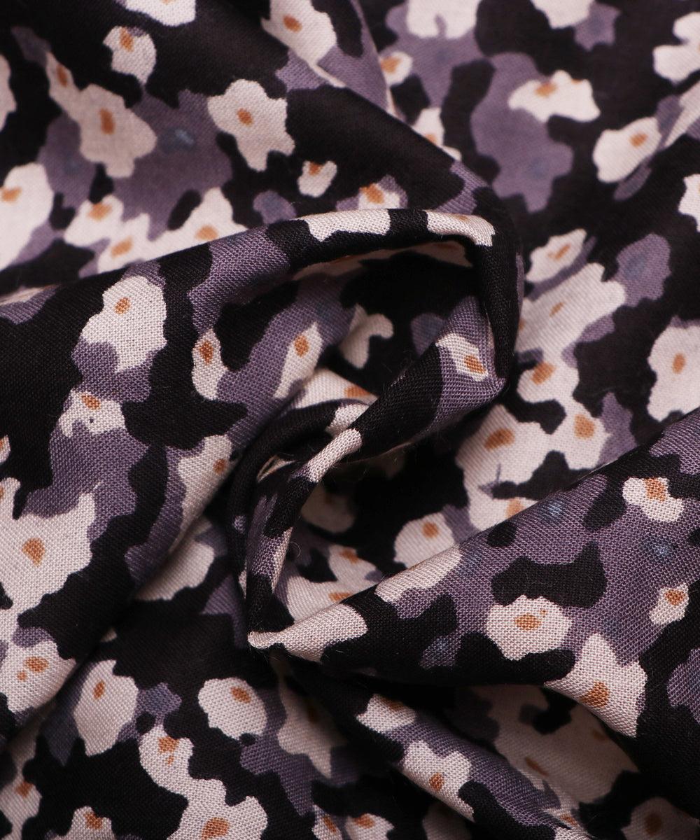purple and black floral print rayon fabric