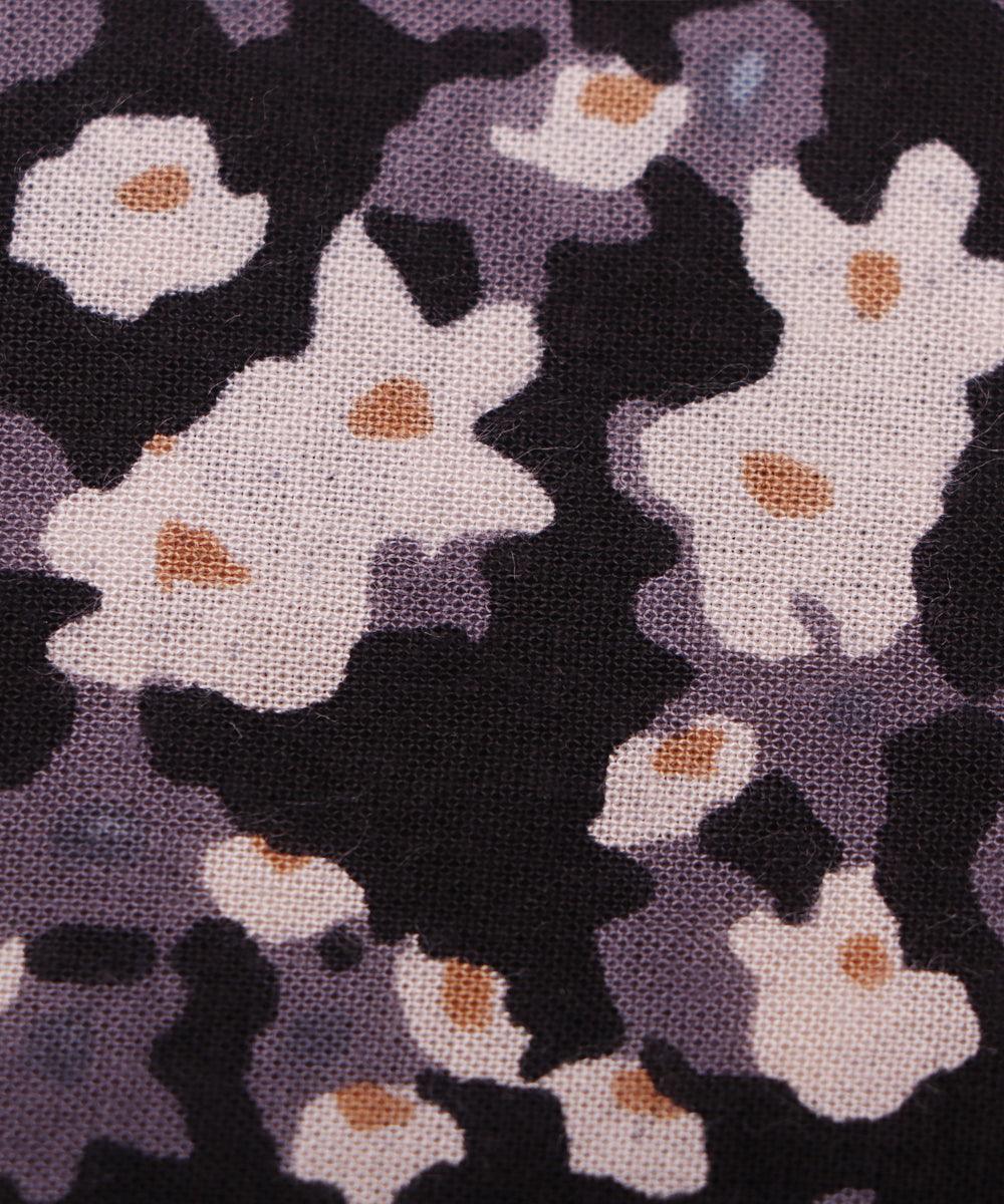 purple and black floral print rayon fabric