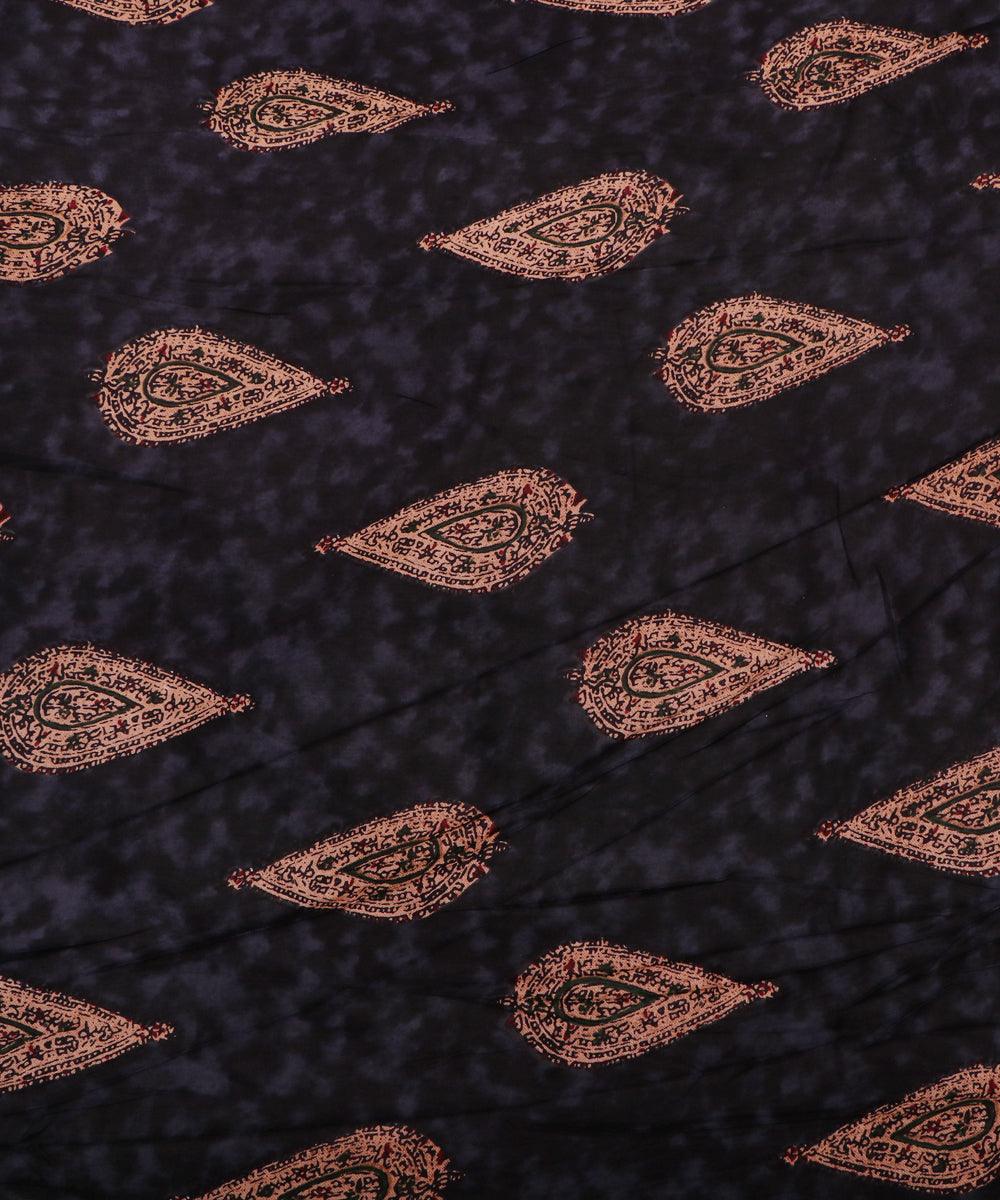 teal paisley foil print rayon fabric