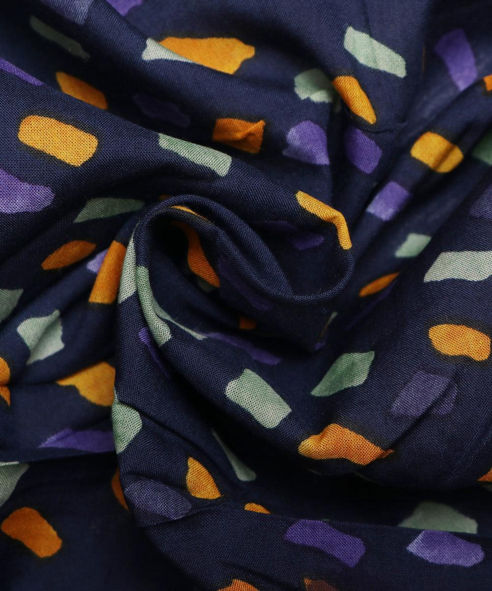 blue and green stone print rayon fabric
