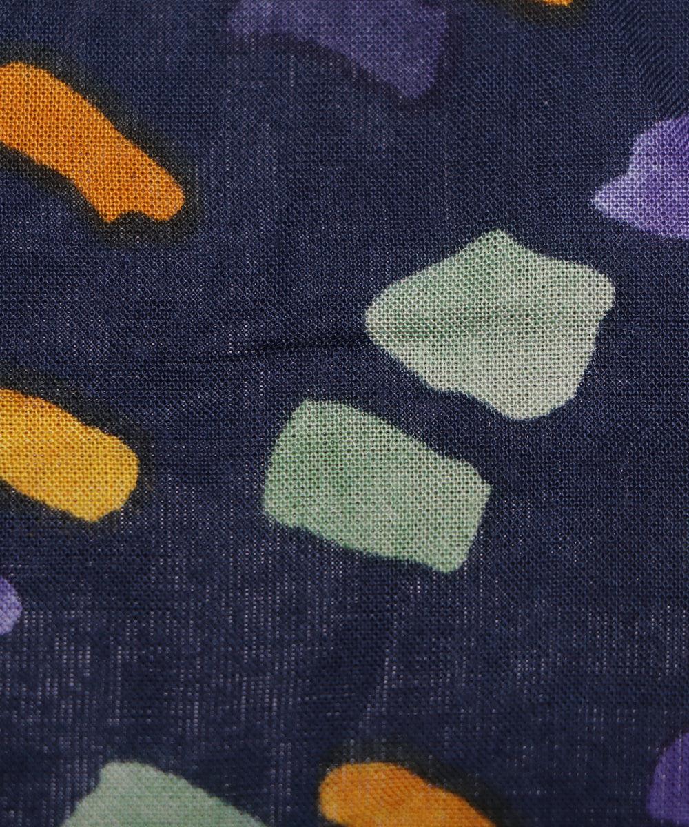blue and green stone print rayon fabric