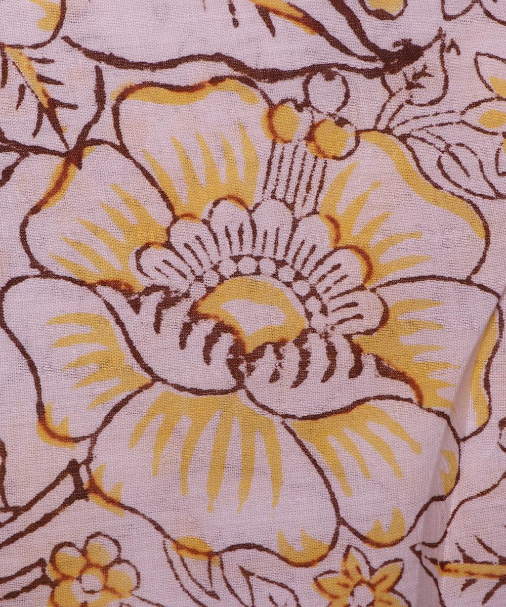 white yellow floral print cotton fabric