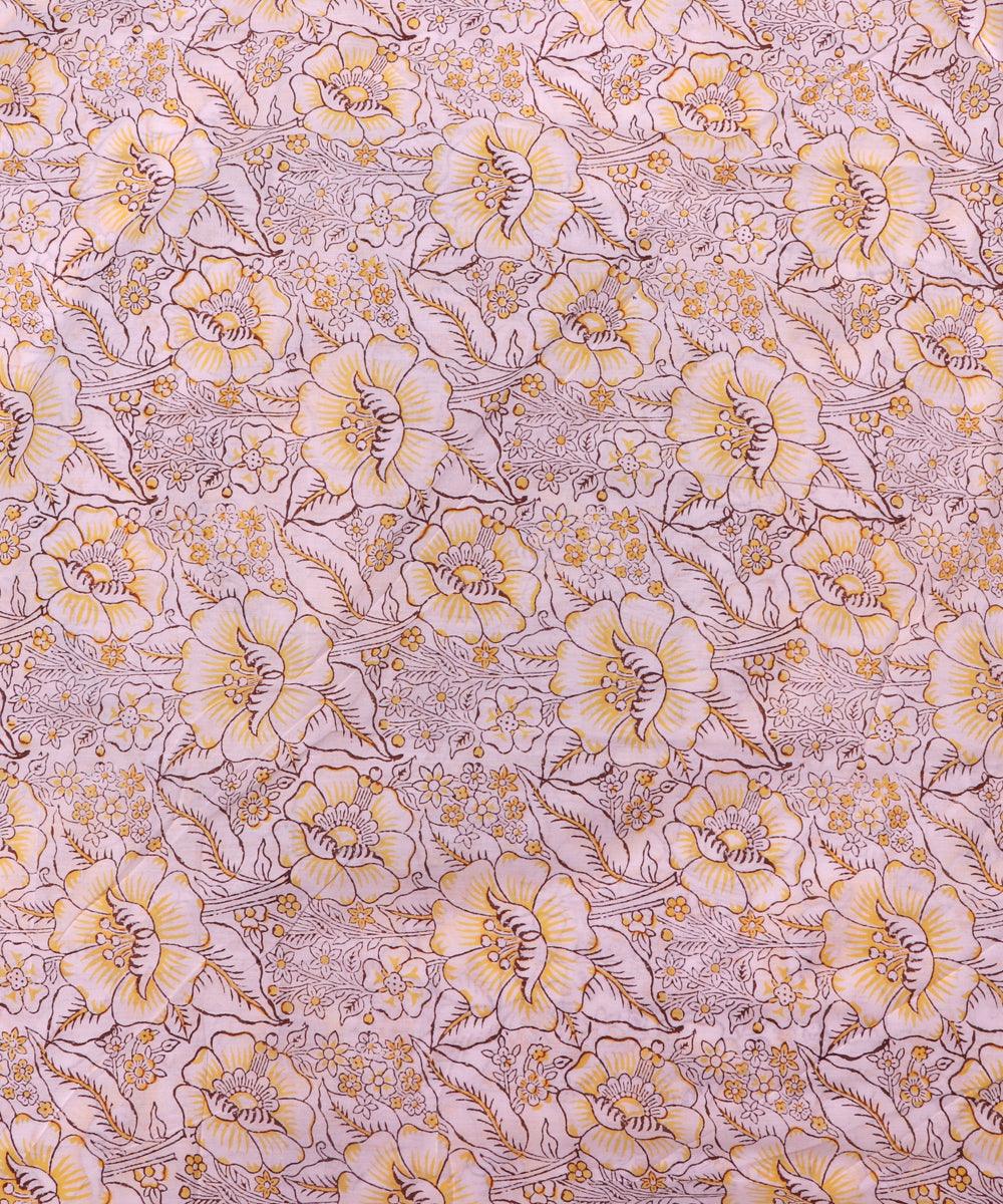 white yellow floral print cotton fabric