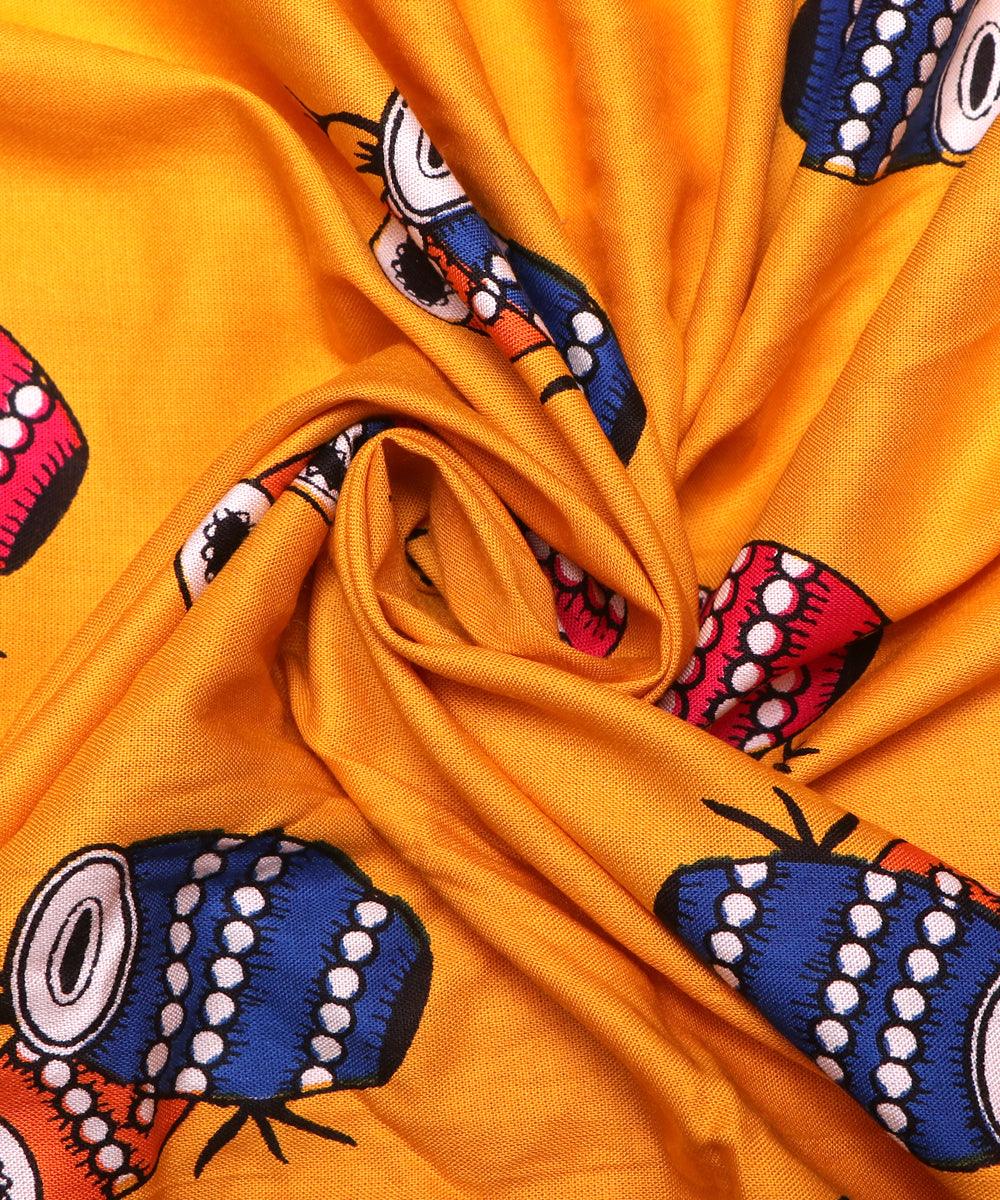 mustard musical instrument print rayon fabric