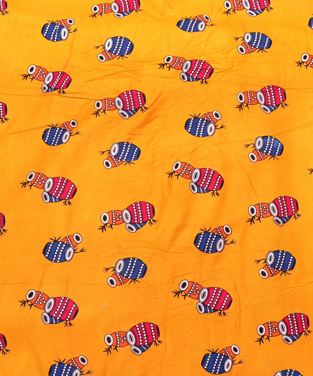 mustard musical instrument print rayon fabric