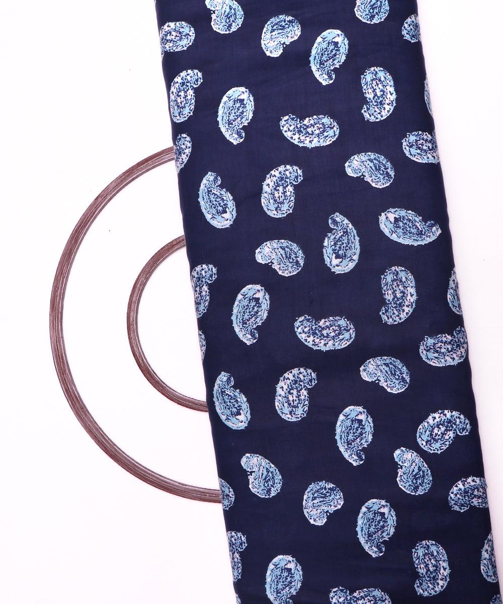 navy blue paisley print rayon fabric