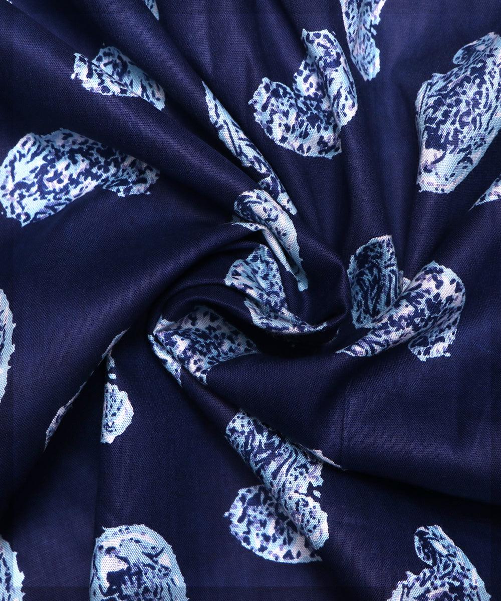 navy blue paisley print rayon fabric
