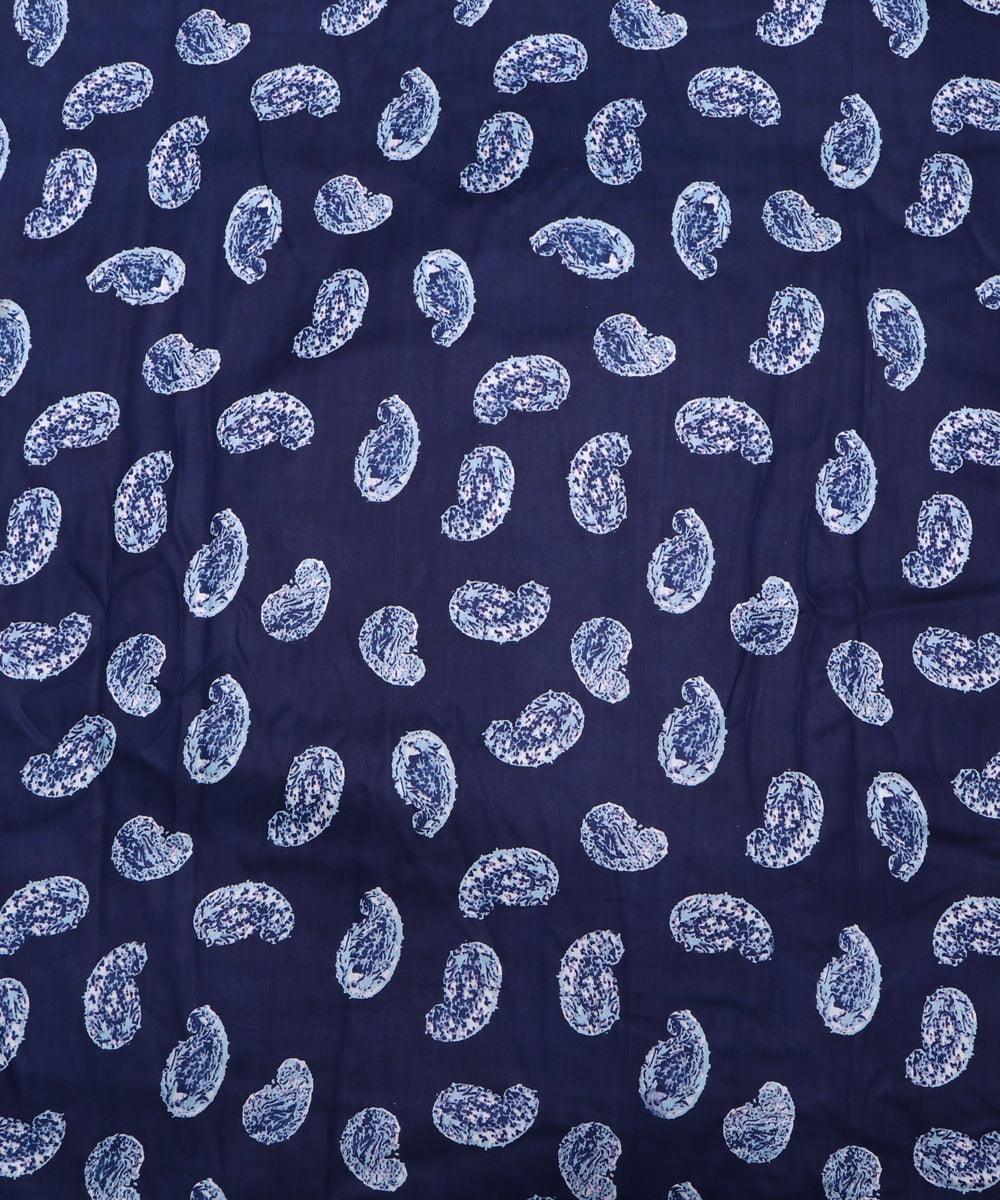 navy blue paisley print rayon fabric