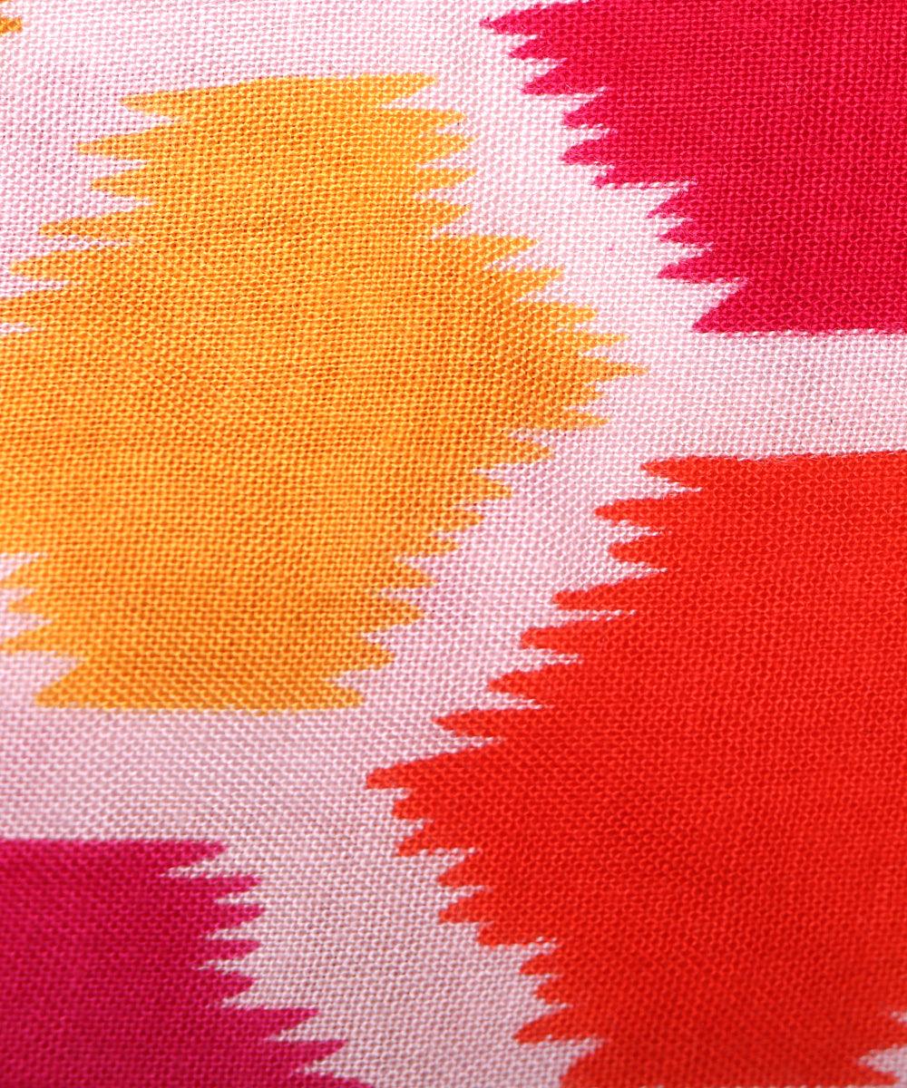 white red abstract print rayon fabric