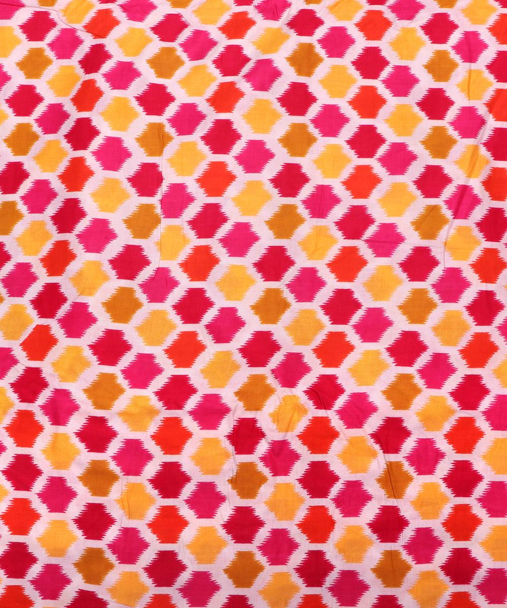 white red abstract print rayon fabric