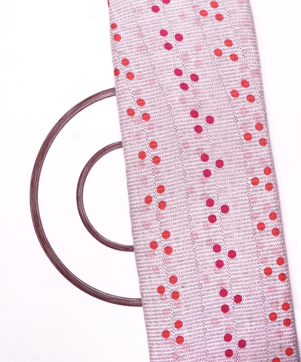 white polka print rayon fabric