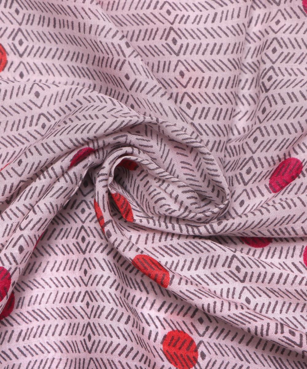 white polka print rayon fabric