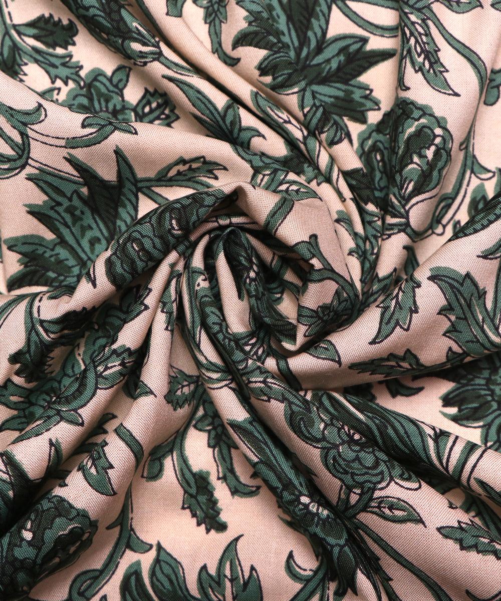 off white block print rayon fabric