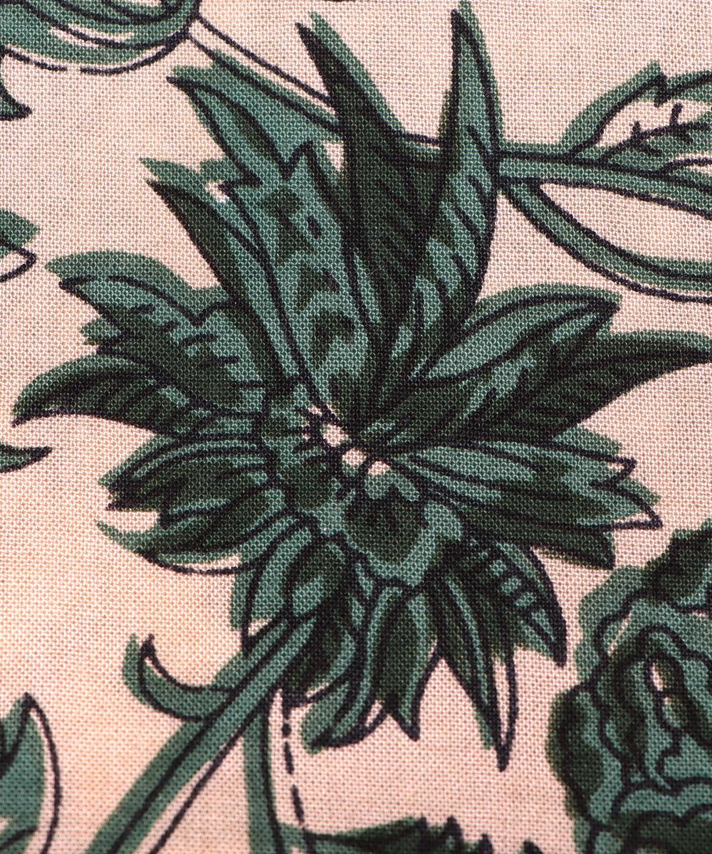 off white block print rayon fabric
