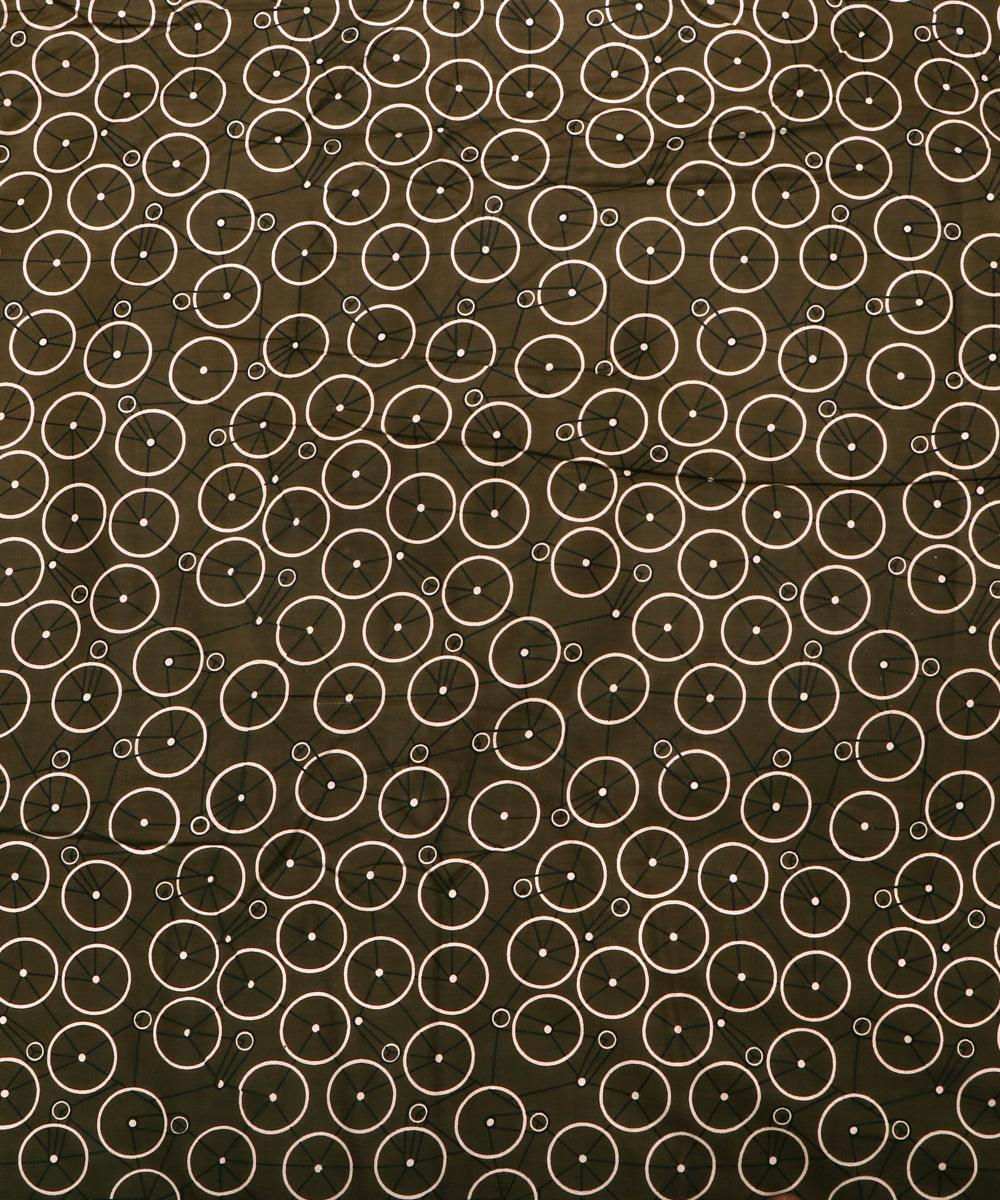 mehandi green cycle print rayon fabric