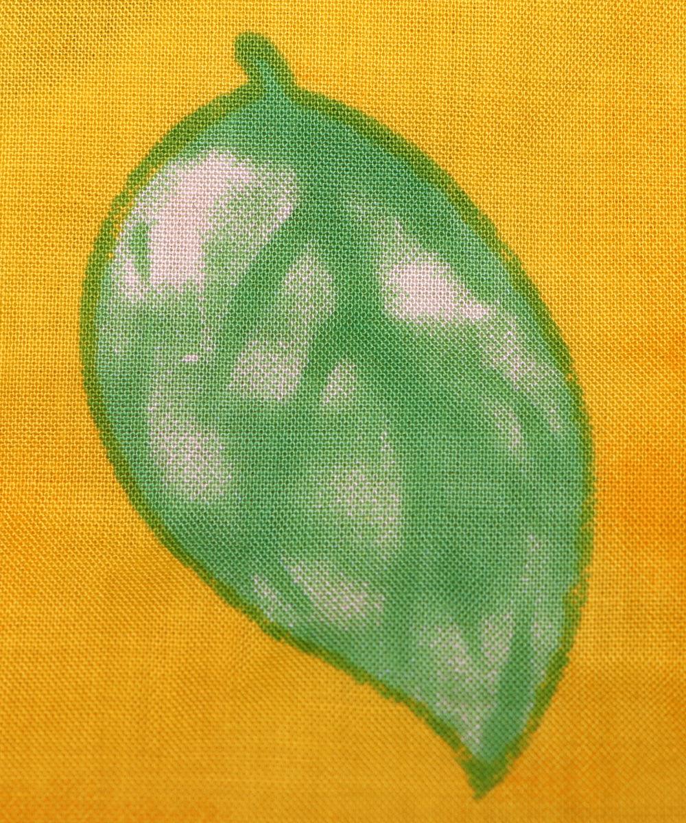 yellow leaf print rayon fabric